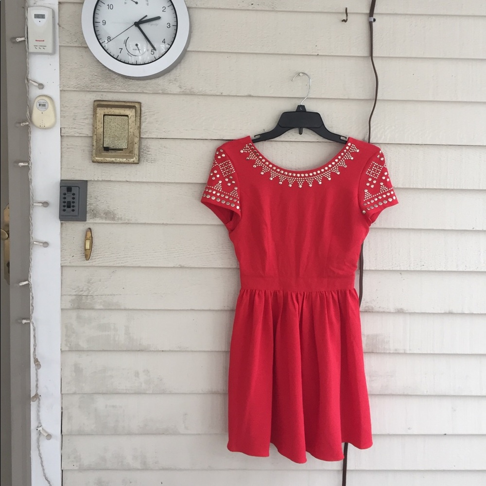 Urban Outfitters red minidress with silver studs